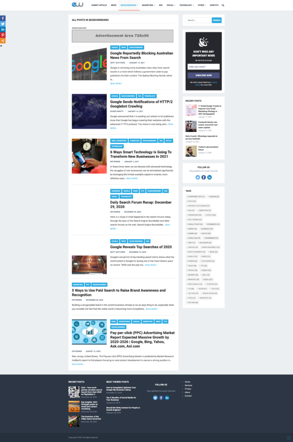 Entireweb Articles – Before Posts in Category Banner